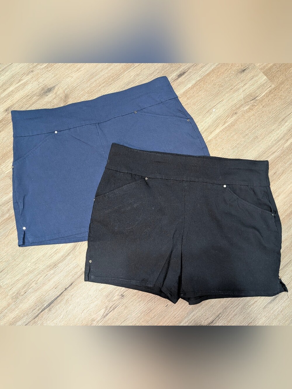 INC Blue & Black Stretch Mid Rise Pull-on Shorts Bundle Of 2 - Women’s 12
